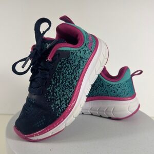 PONY Kids Running Shoes Knit Lightweight Lace Up Girls Teal Pink Size 11M